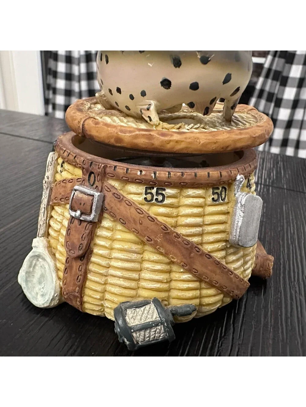 Big Sky Carvers Fishing Creel Basket Trout Kitchen Timer Cabin Lodge Decor EUC